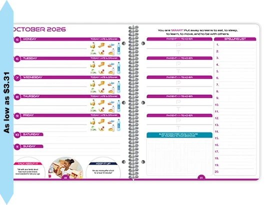2026-2027 My Healthy Year Primary weekly datebook spread