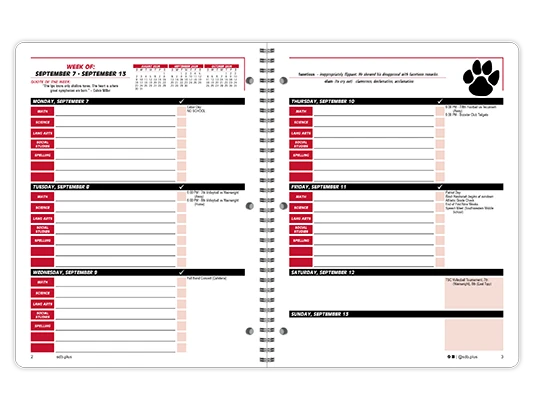 2026-2027 Varsity datebook weekly spread