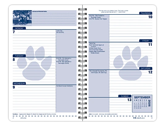 2026-2027 Academy datebook weekly spread