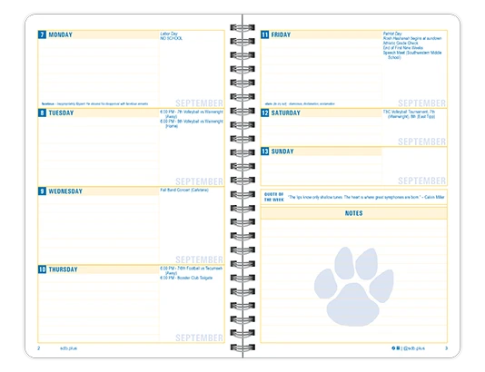 2026-2027 Progressive datebook weekly spread