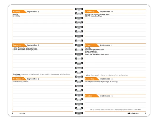 2026-2027 Shadow datebook weekly spread
