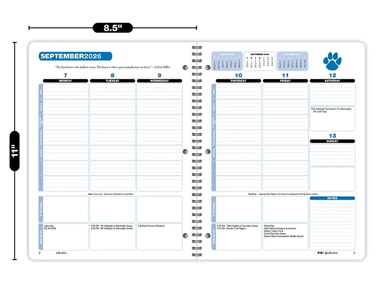 2026-2027 Complement datebook weekly spread