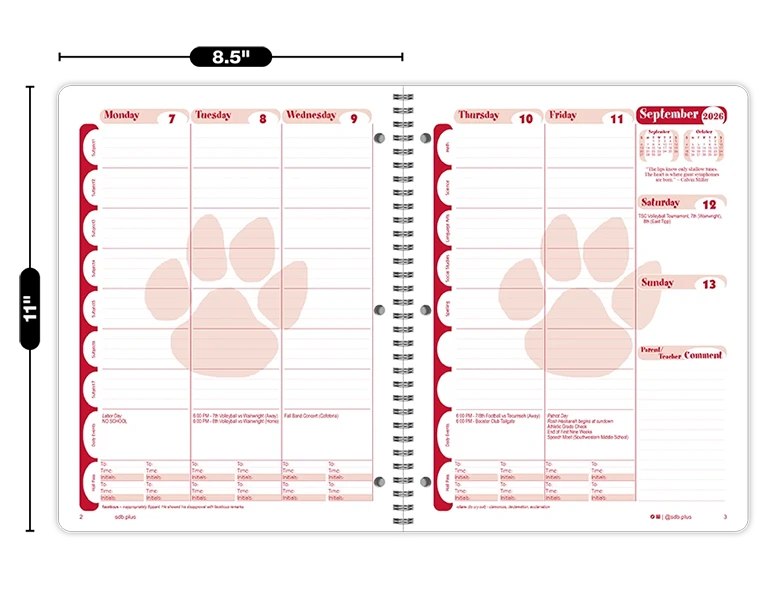 2026-2027 Prelude datebook weekly spread