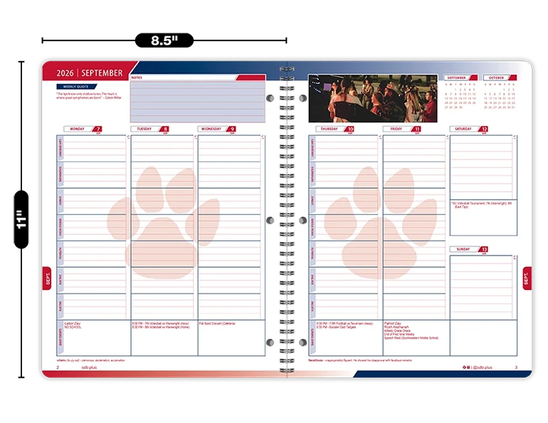 2026-2027 Trek datebook weekly spread