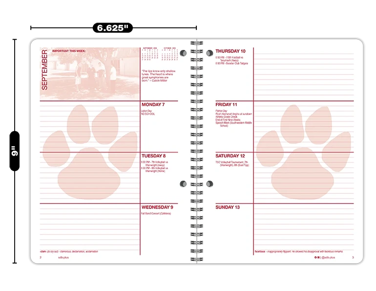 2026-2027 Landscape datebook weekly spread