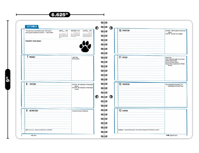 2026-2027 Notebook datebook weekly spread