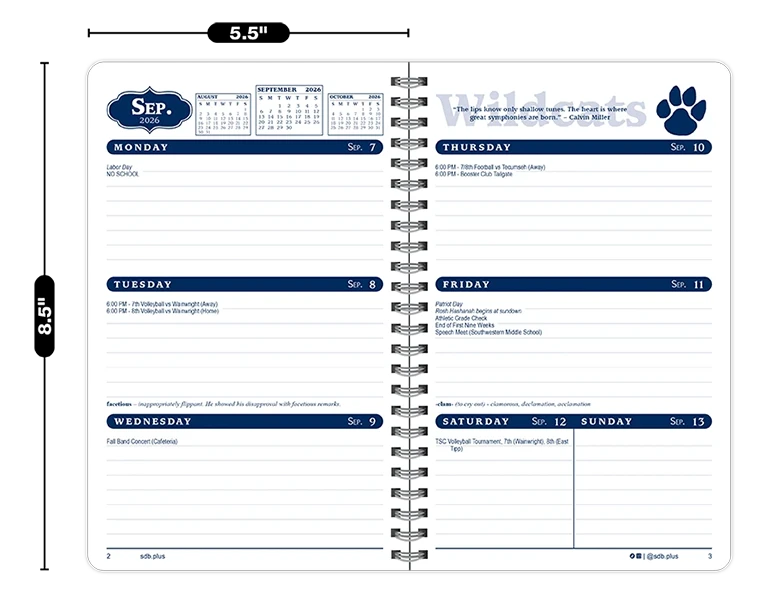 2026-2027 Classic datebook weekly spread