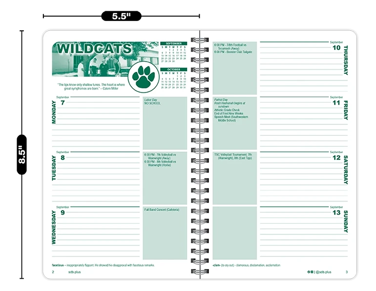2026-2027 Collegian datebook weekly spread