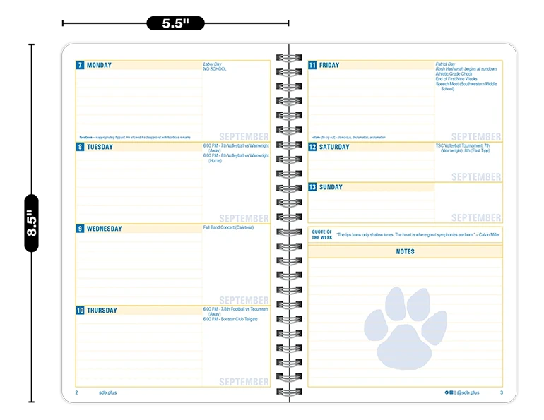 2026-2027 Progressive datebook weekly spread
