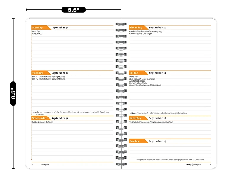 2026-2027 Shadow datebook weekly spread