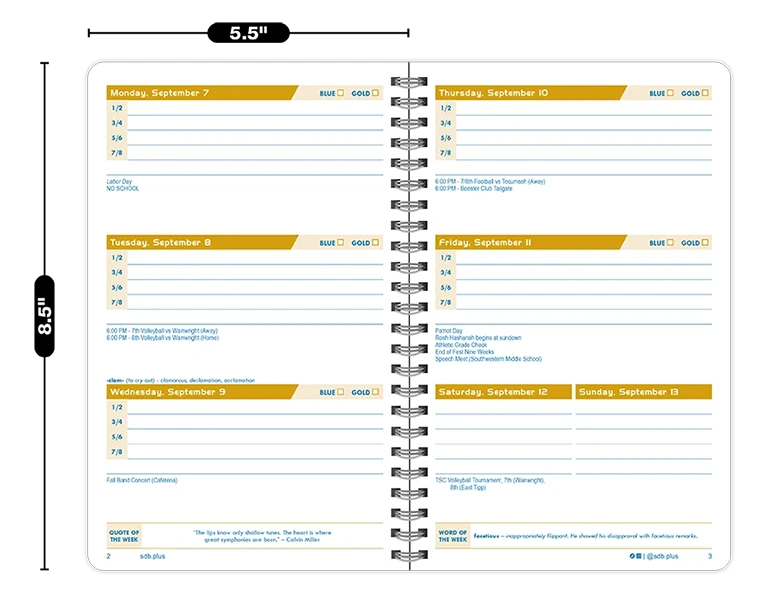 2026-2027 Time-Block datebook weekly spread