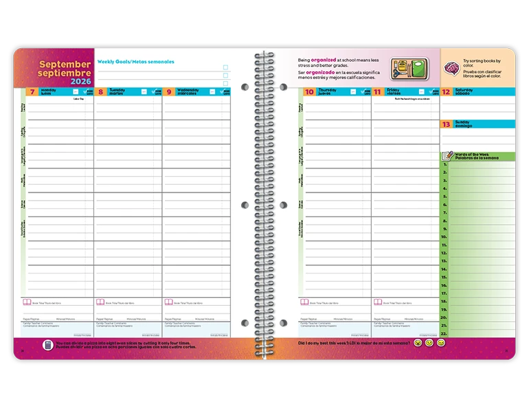 2026-2027 Bilingual Elementary Matrix datebook weekly spread