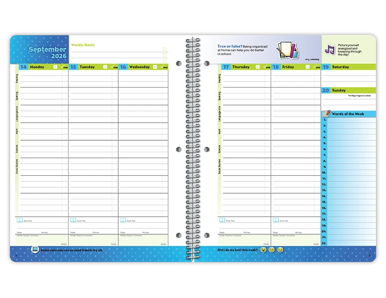 2026-2027 Elementary Matrix datebook weekly spread
