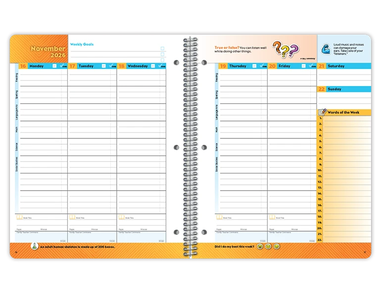 2026-2027 Foundations Elementary Matrix datebook weekly spread