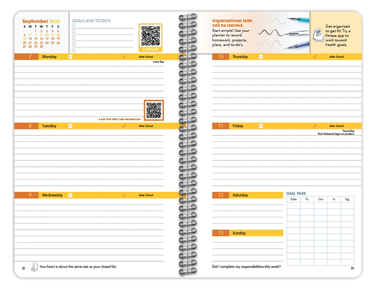 2026-2027 Esteen High Block datebook weekly spread