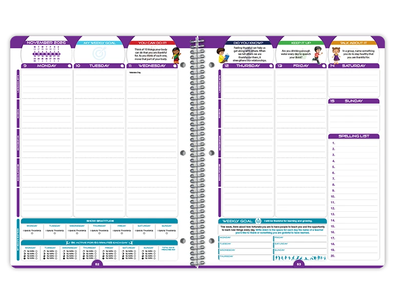 2026-2027 My Healthy Year Elementary datebook weekly spread
