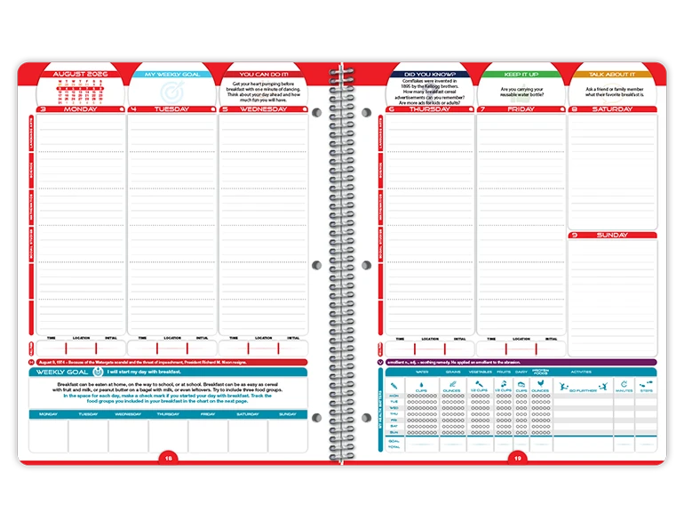 2026-2027 My Healthy Year Middle/High datebook weekly spread