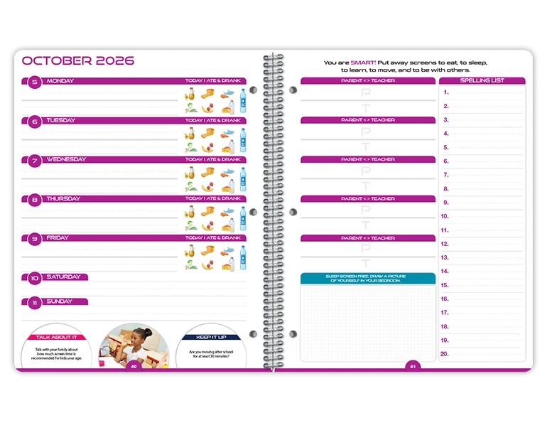 2026-2027 My Healthy Year Primary datebook weekly spread