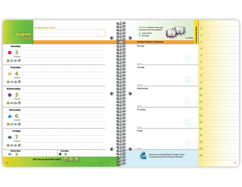 2026-2027 Foundations Primary Block datebook weekly spread